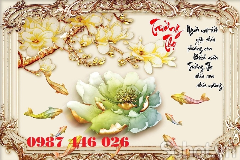Tranh gạch men cá chép vàng 3d HP8384