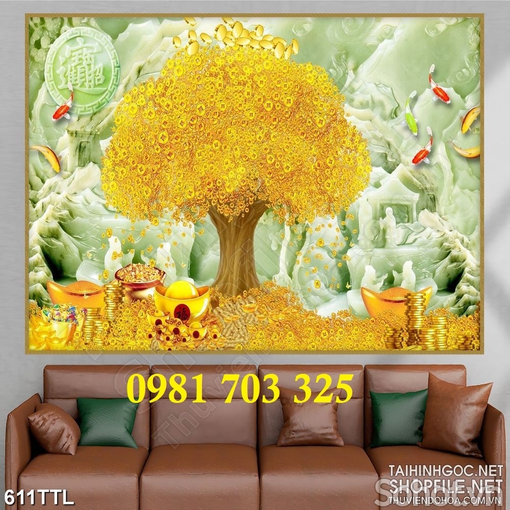 Tranh gạch kim tiền 3D