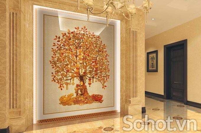 Tranh gạch 3d cây tiền vàng - NXVC79