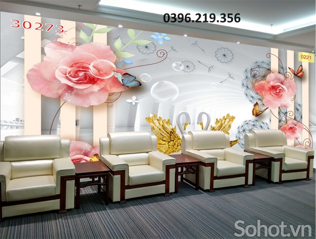 Tranh gạch 3D thiên nga trang trí