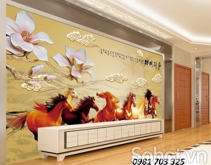 Tranh bát mã- gạch tranh phong thủy