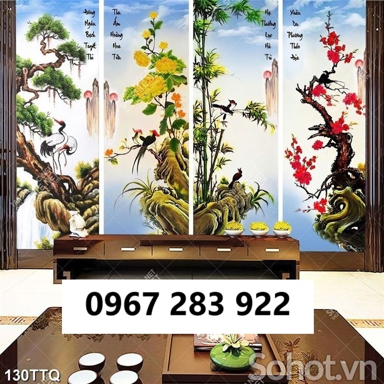 Gạch tranh đẹp trang trí tứ quý