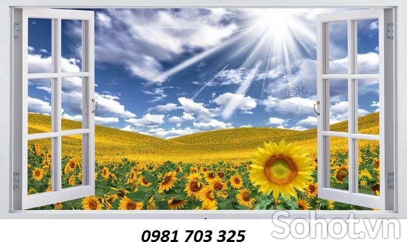 tranh cửa sổ 3D, tranh gạch trang trí tường