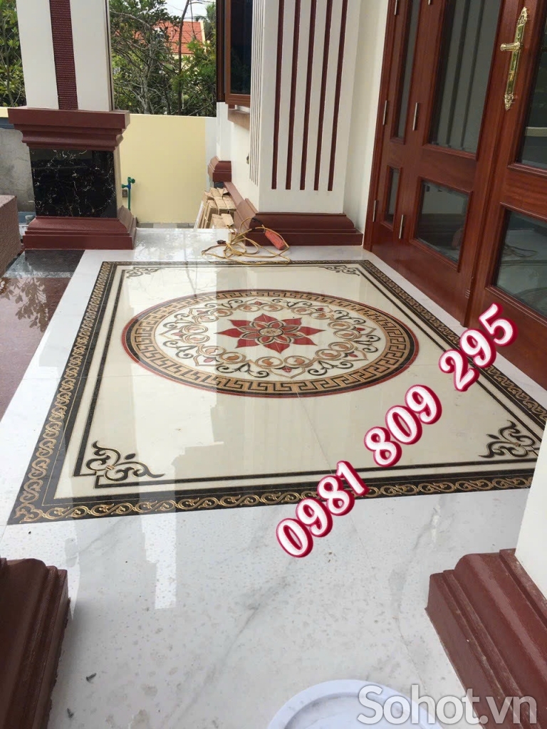 Thảm gạch hoa đỏ lát phòng khách QH888