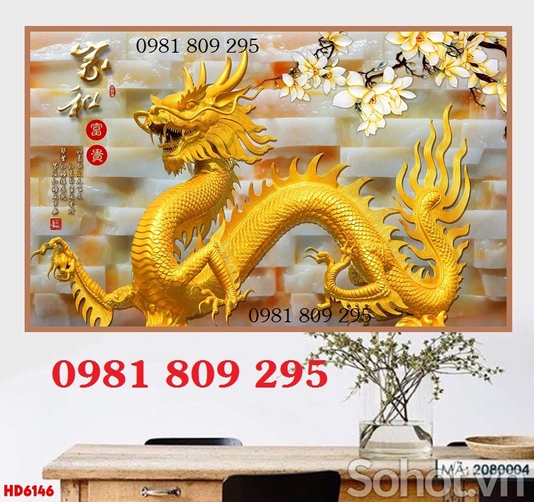 Tranh gạch rồng phượng 3d HN9391