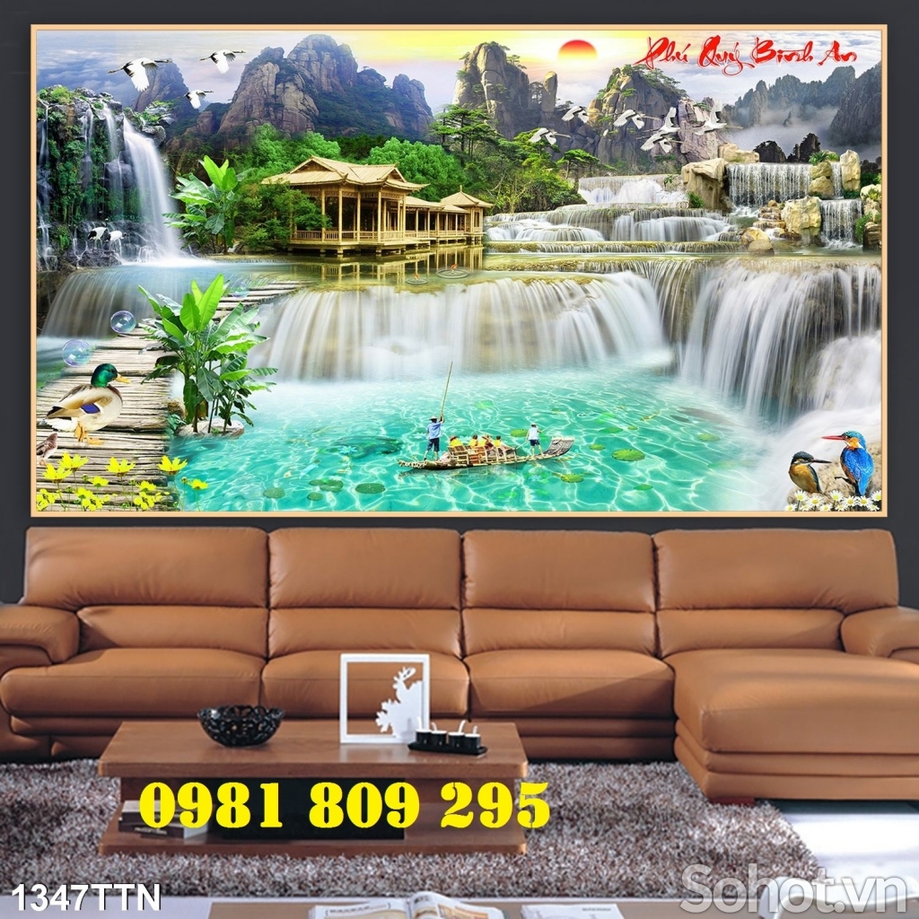 Tranh gạch men 3d ốp tườn phòng khách GSF76