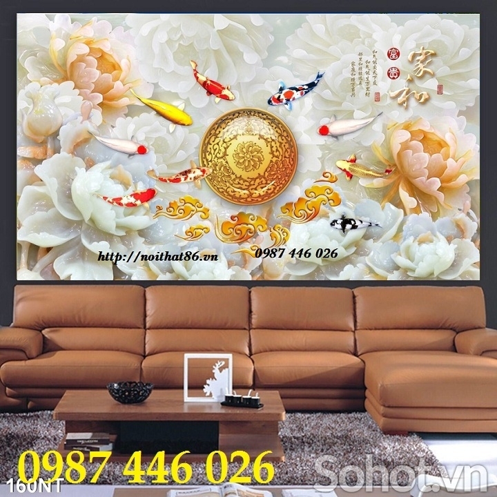 Gạch tranh cá chép vàng 3d HP97273