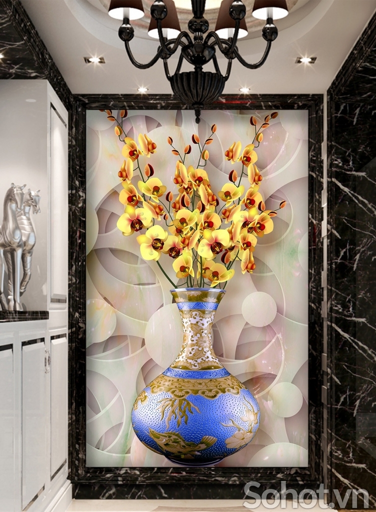 Tranh gạch men 3d bình hoa - DSXXX4