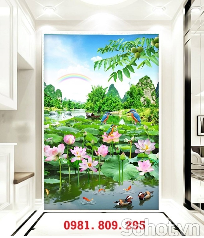 Gạch 3d hoa sen khổ dọc