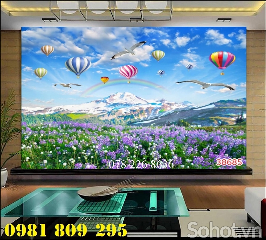 Tranh gạch 3d phong cảnh vườn hoa