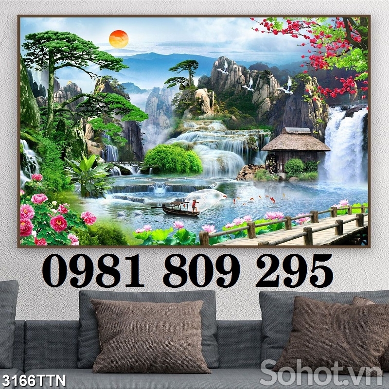 Tranh phong cảnh - gạch tranh thác nước 3d GF9473