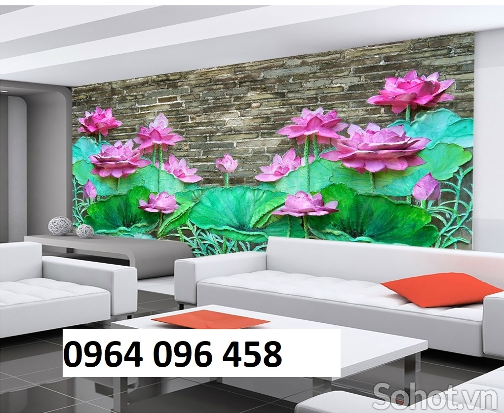 Tranh gạch 3d ốp tường tranh hoa sen - HGF33