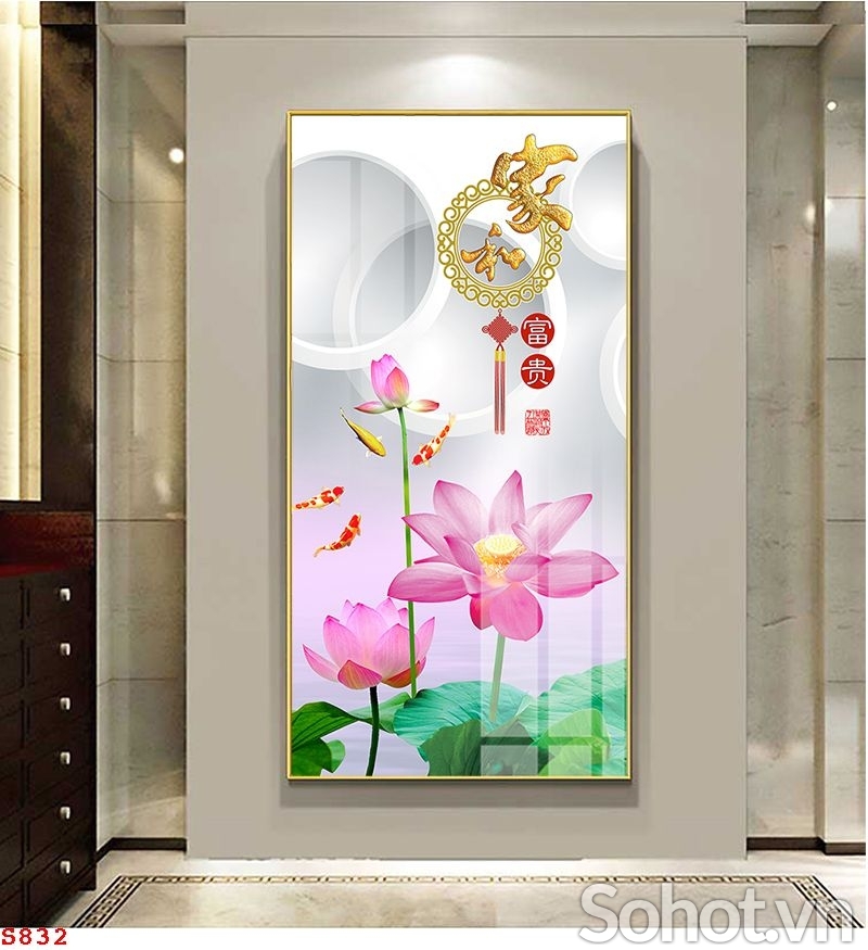 TRanh hoa sen, gạch tranh