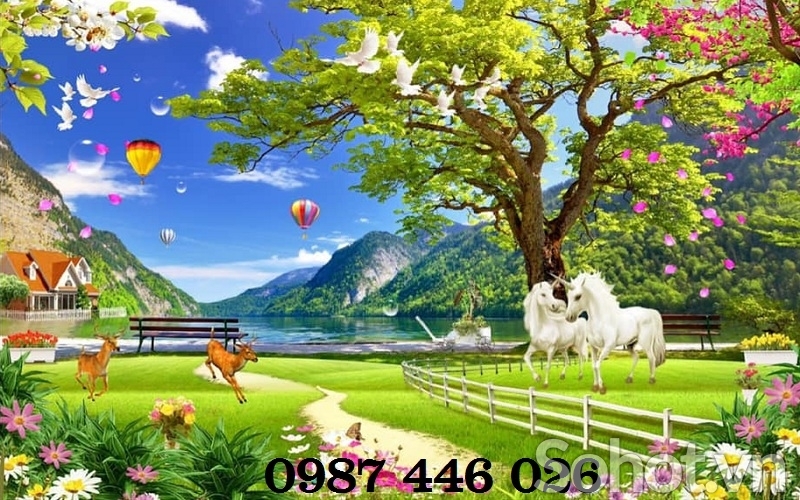 Gạch ốp tường tranh phong cảnh đẹp HP922