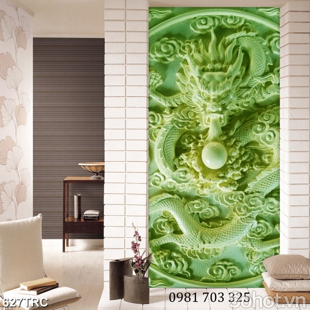 Tranh gạch con rồng 3D phong thủy dán tường