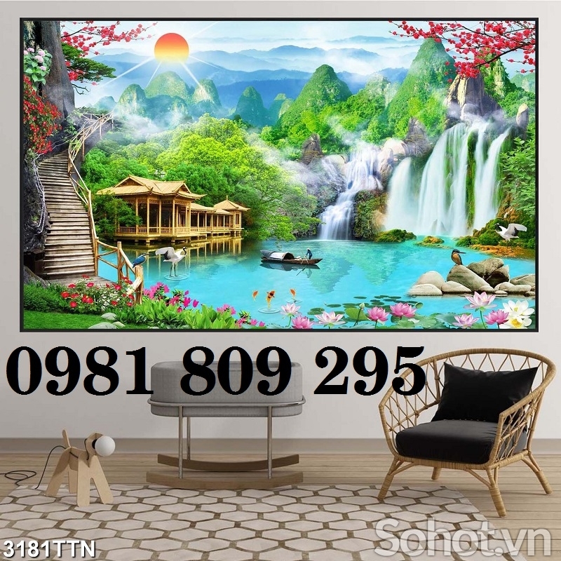 Gạch tranh 3d sơn thủy cao cấp