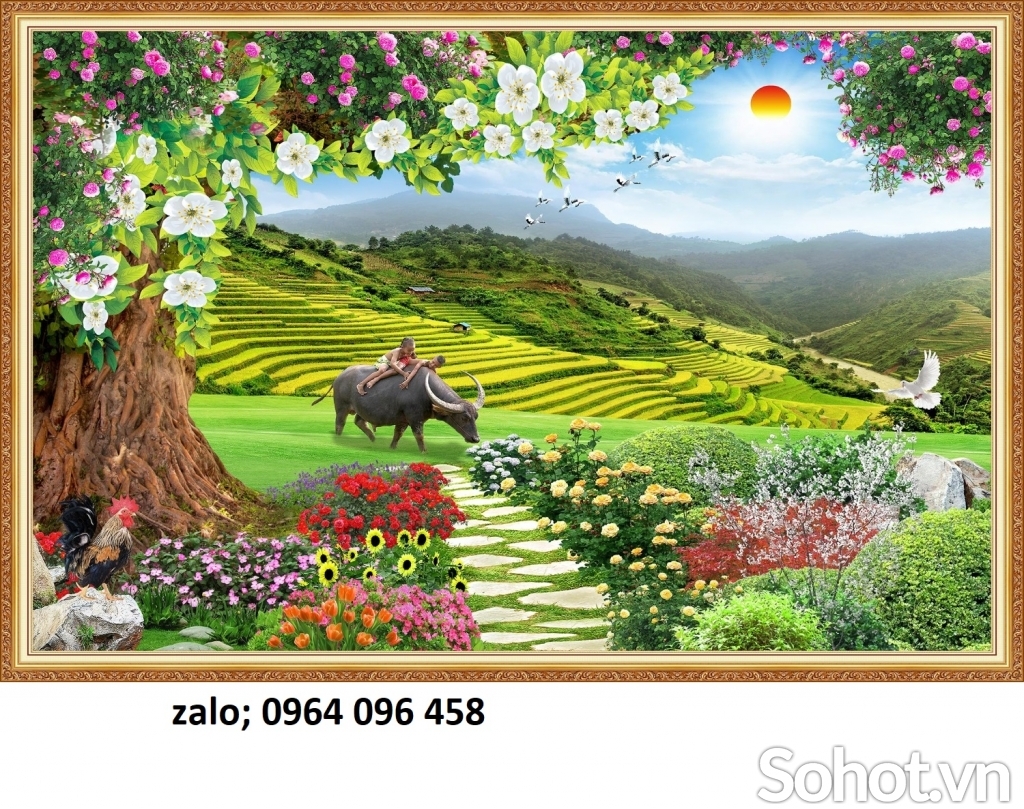 Tranh gạch phong cảnh đồng quê 3d - 2DCV54
