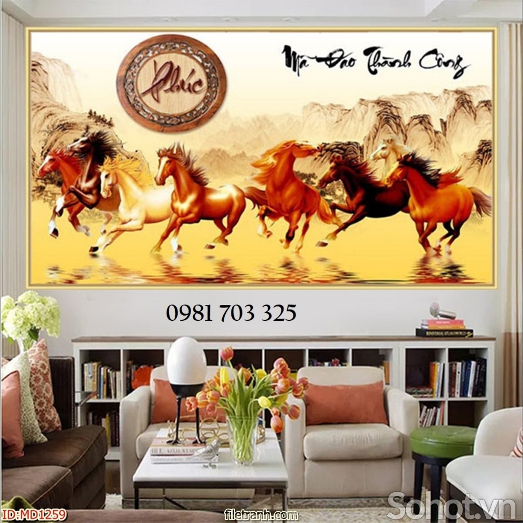 Tranh gạch phong thủy mã đáo thành công