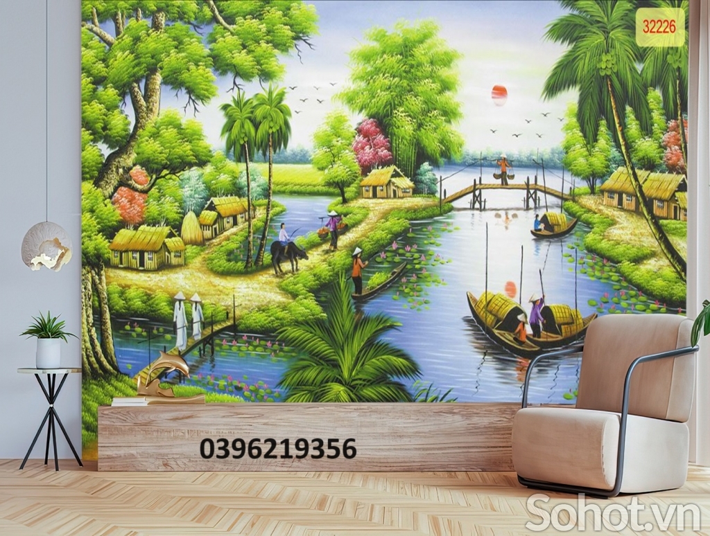 Gạch tranh 3D hình đồng quê đẹp