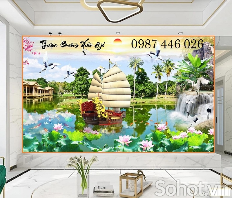 Tranh gạch 3d phong cảnh thác nước HP8732