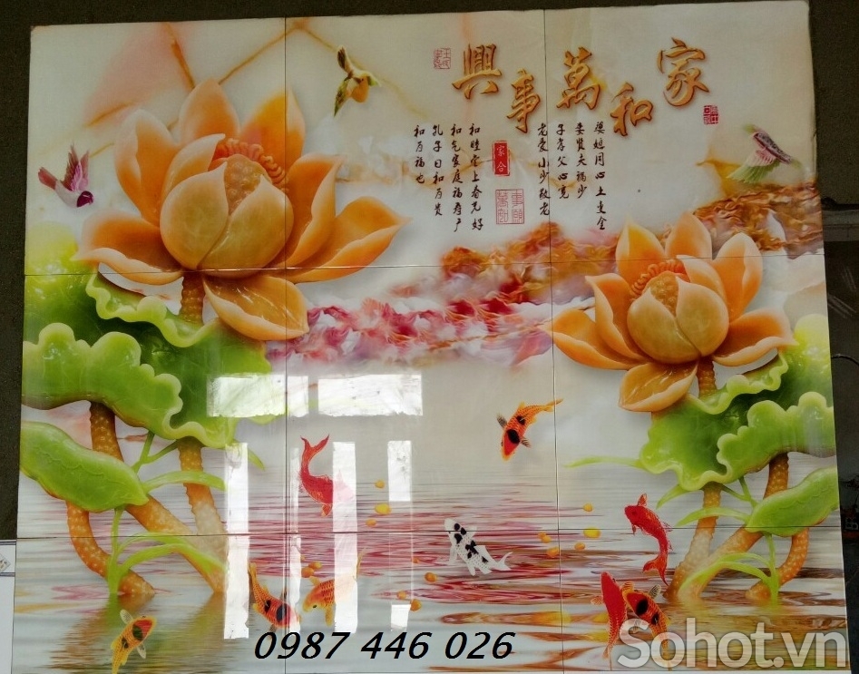 Gạch tranh 3d ốp tường phòng khách