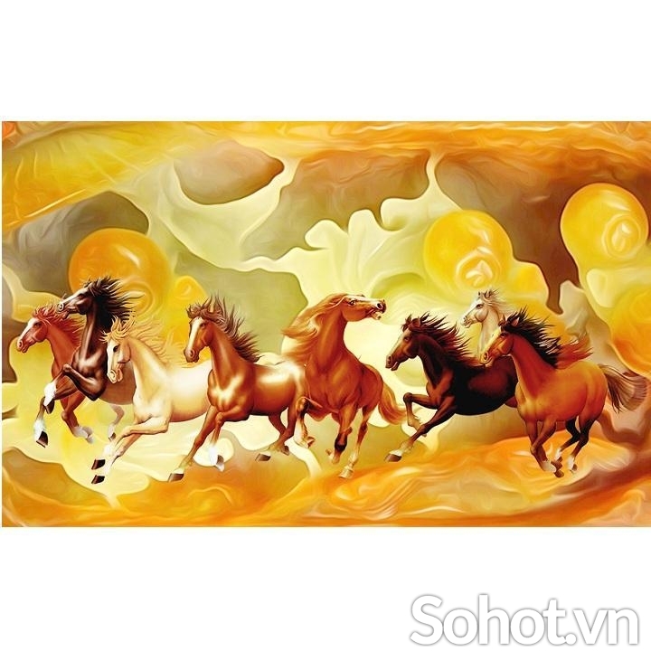 Tranh gạch men họa tiết 8 chú ngựa