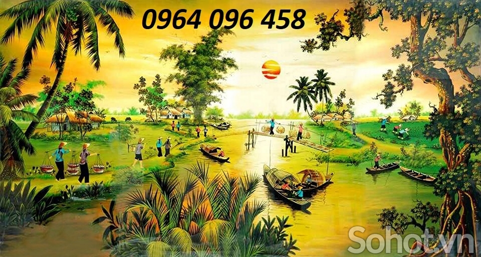 Tranh gạch men 3d phong cảnh đồng quê - 988VB