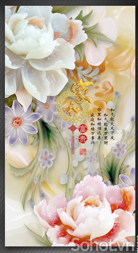 Tranh gạch 3d trang trí phòng khách - VMM65