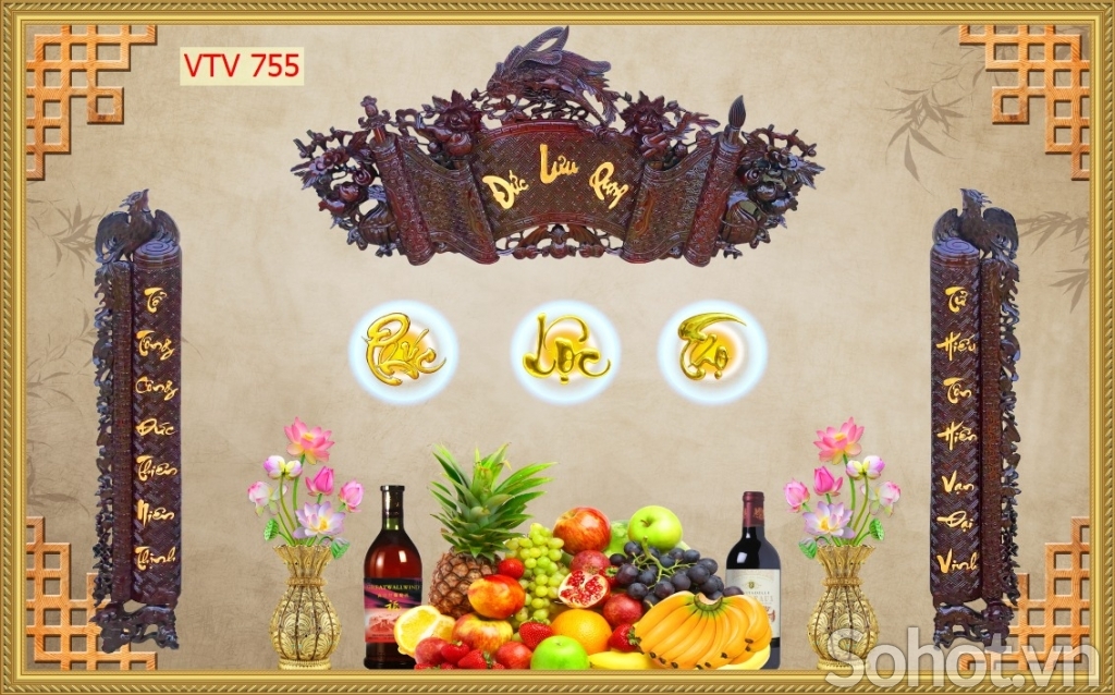 Tranh dán phòng thờ - gạch ốp tường