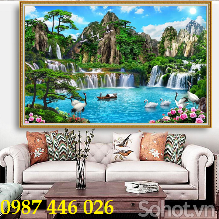 Gạc tranh thác nước ốp tường