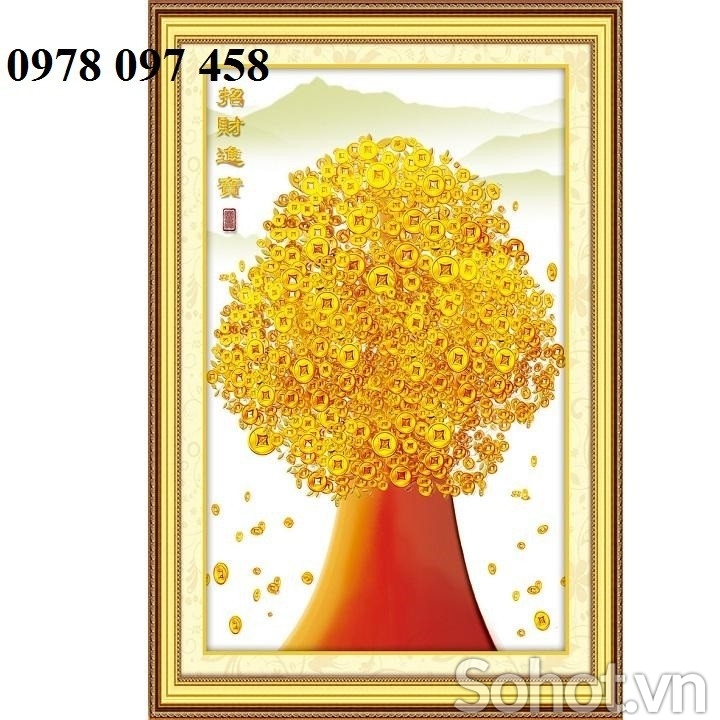 Gạch tranh 3D - tranh cây kim tiền tài lộc