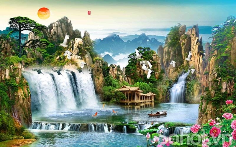 tranh phong cảnh dán tường 3d - 73MD