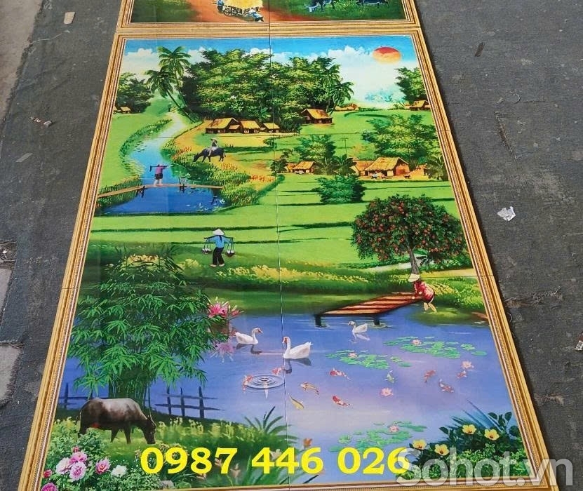 Gạch tranh 3d làng quê HP477