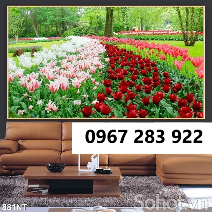 Tranh gạch đẹp vườn hoa phong thủy