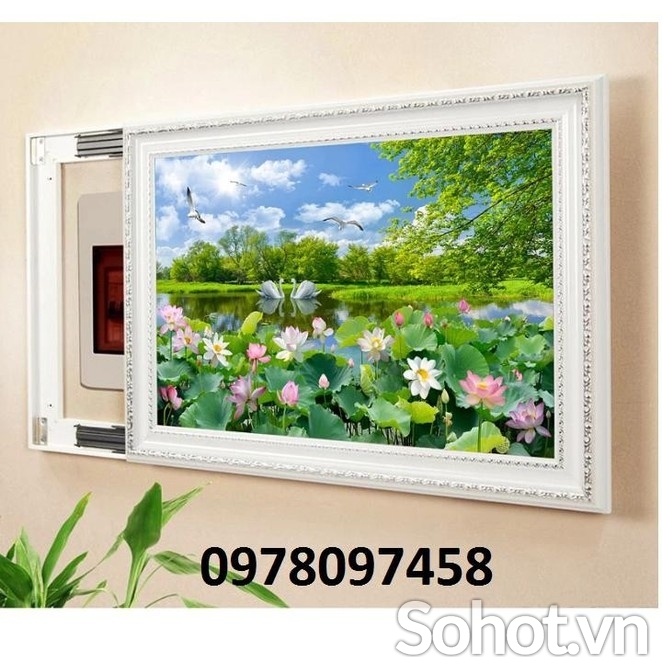 Tranh gạch phòng khách - tranh hoa sen