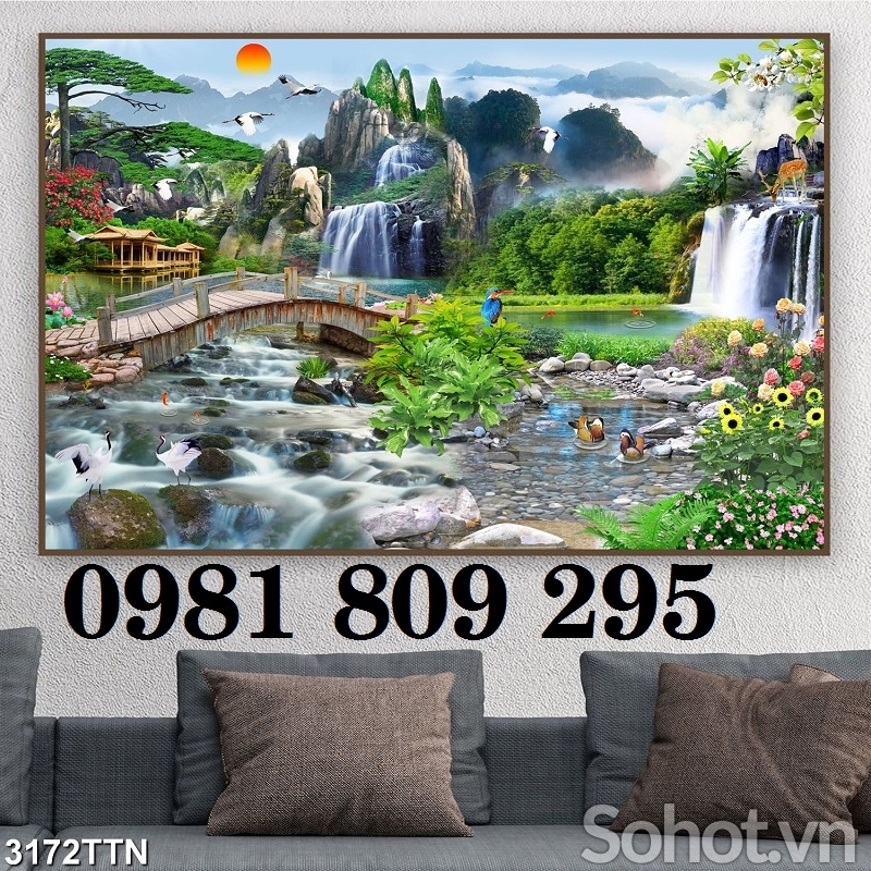 Gạch tranh 3d sơn thủy cao cấp
