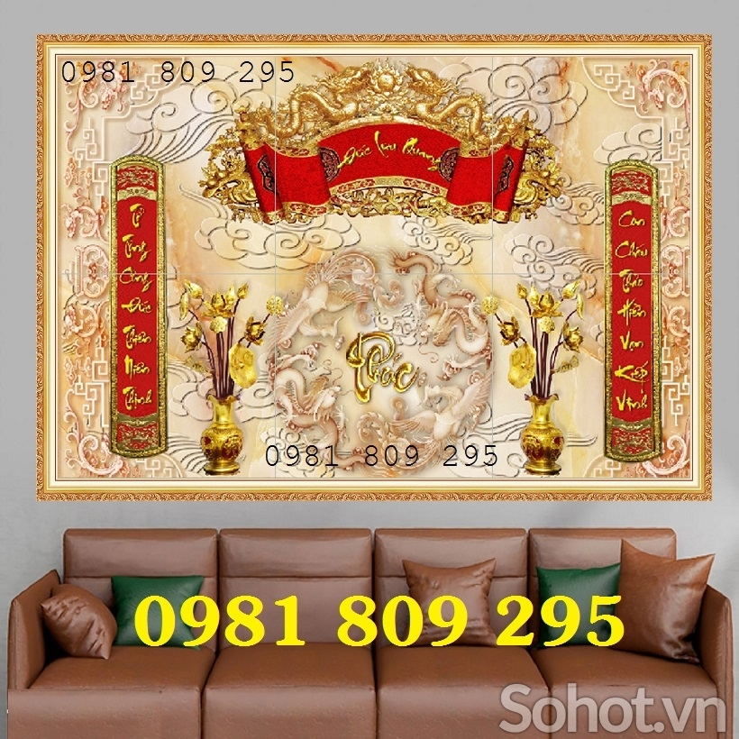 Gạch tranh ban thờ Phúc Lộc thọ
