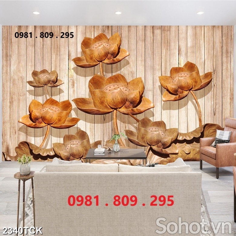 Mẫu gạch trang trí 3d hoa sen