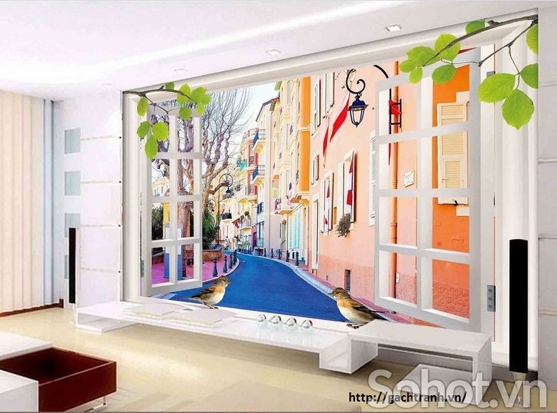 Tranh gạch 3d trang trí cửa sổ - 69C9CC