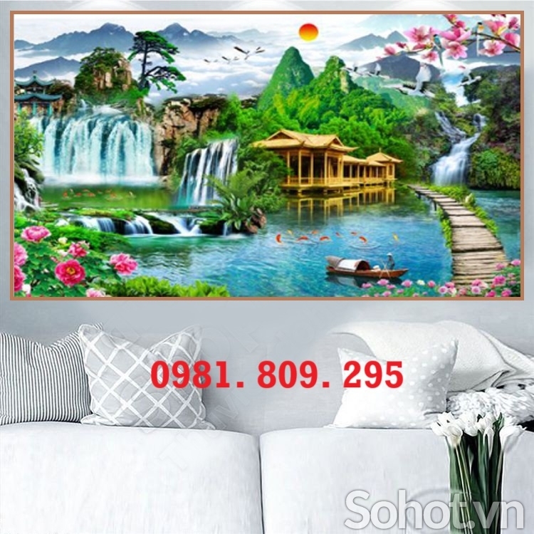 Tranh gạch , gạch ốp tường thác nước 3d