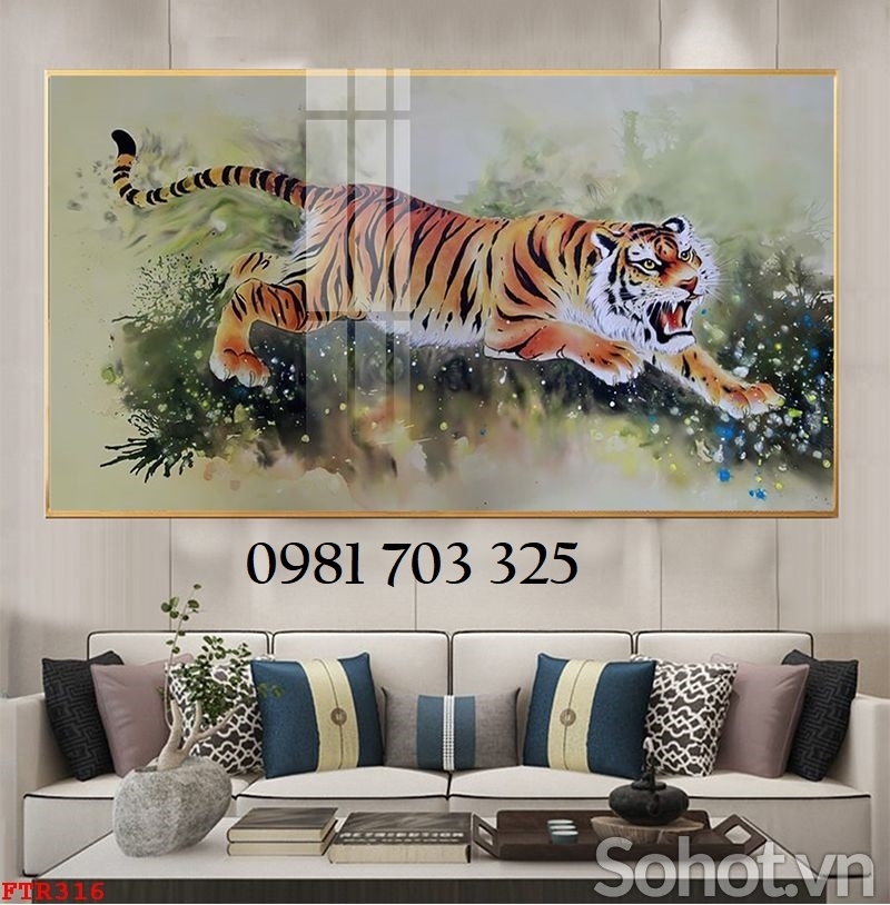 Gạch tranh hổ 3D dán tường