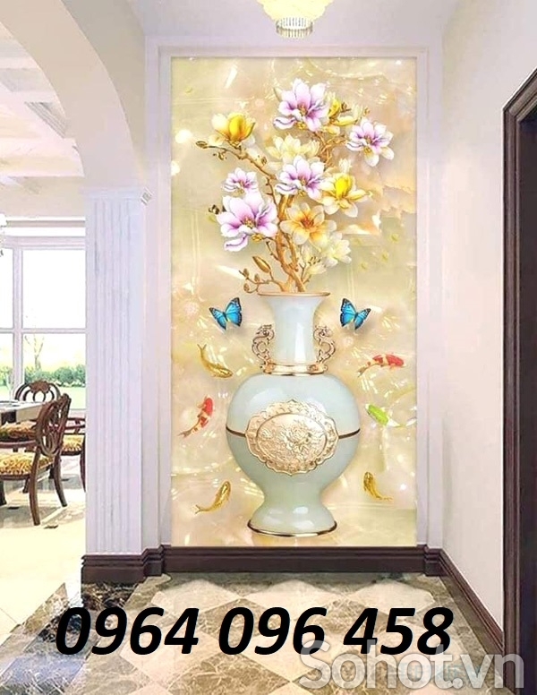Tranh gạch 3d bình hoa gạch tranh 3d 123AM