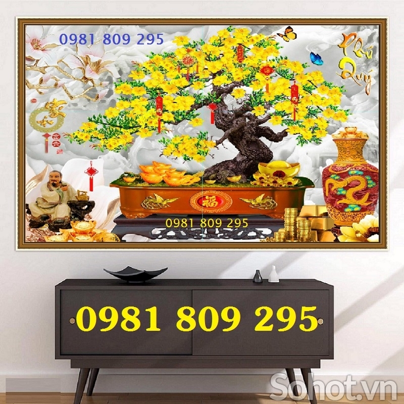 Tranh gạch 3d mai vàng đẹp HP8588