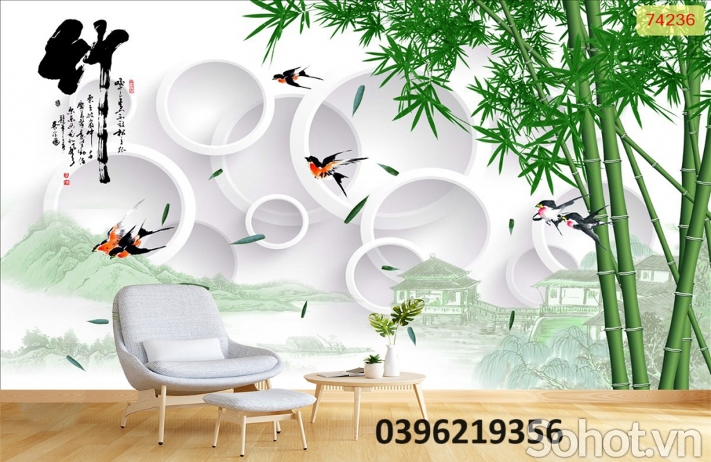 Tranh gạch men tre trúc đẹp