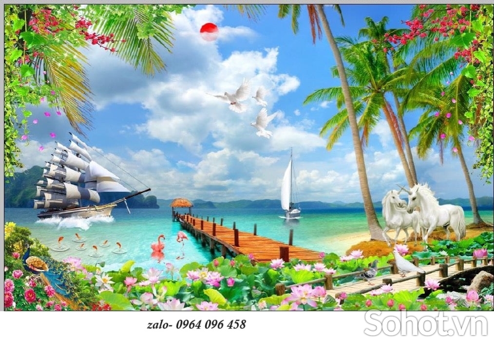 Tranh gạch 3d dán tường thuận buồm xuôi gió - SCB63