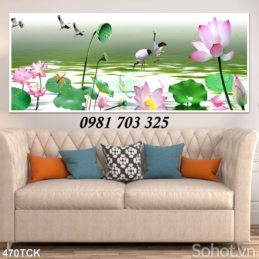 tranh 3D hoa sen- tranh gạch men trang trí