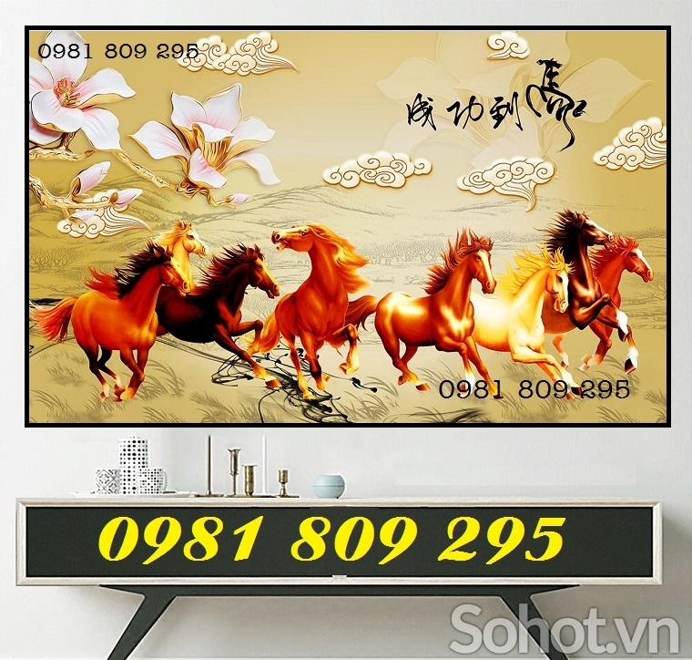 Tranh mã đáo thành công , tranh gạch ngựa 3d HP646