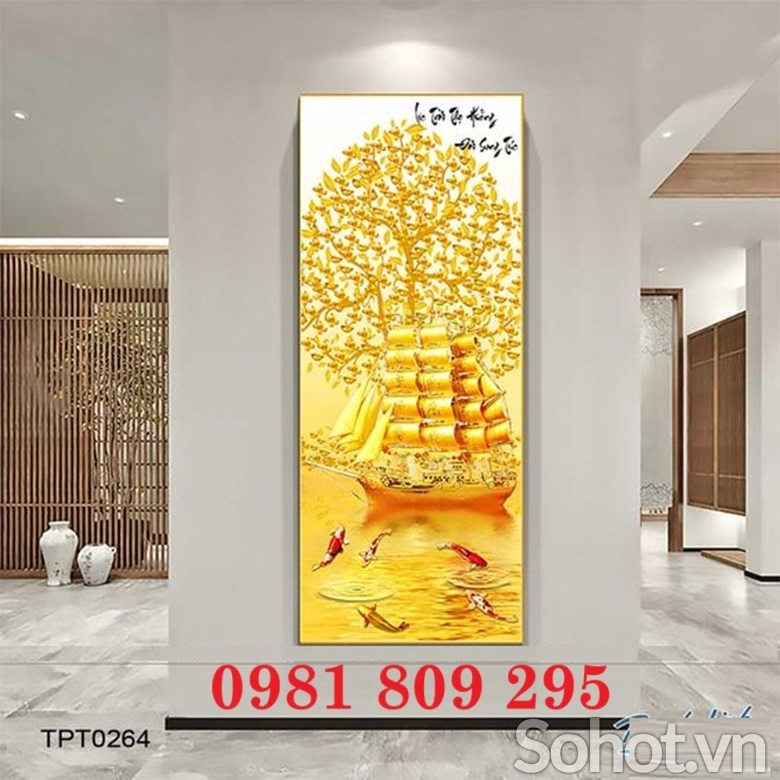 Tranh gạch ốp tường , tranh trang trí cây kim tiền 3d