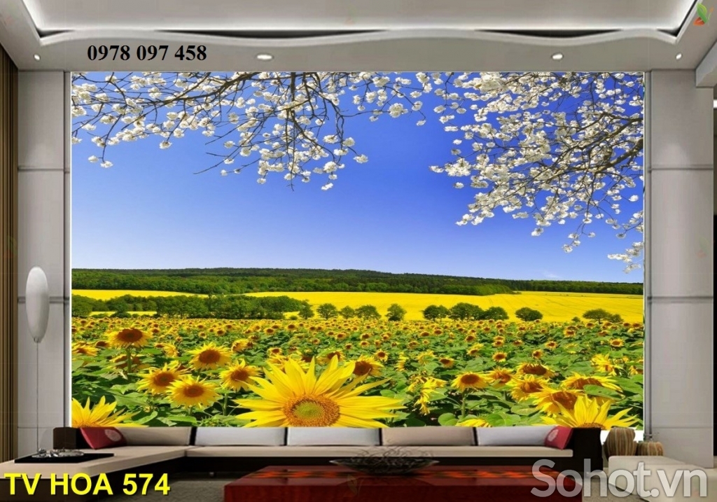 Tranh gạch 3d - tranh vườn hoa