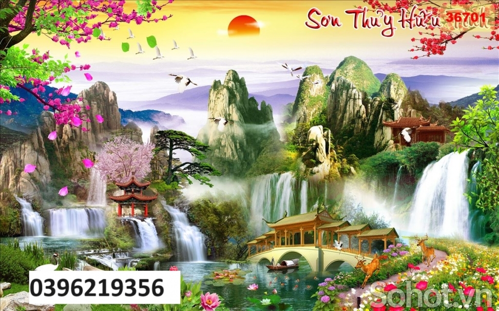 Tranh gạch đẹp 3d sơn thủy